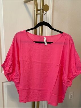 ZANZEA Women’s Hot Pink Oversized Short Sleeve Blouse
